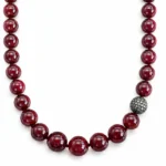 Glass Filled Ruby Taşlı Pırlanta Küre Detaylı Kolye - Görsel 2