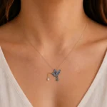Kolibri Kuş Figürlü İnci ve Pırlanta Detaylı Kolye - Image 2