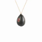 Oval Pırlanta ve Oval Yakutlu Çift Taraflı Siyah Yumurta Kolye - Image 2