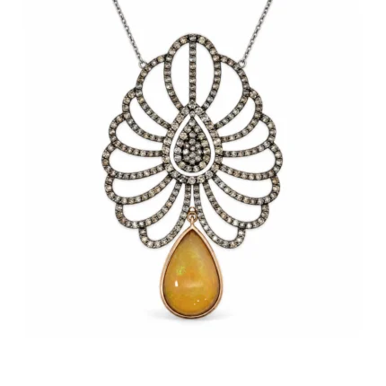 Etiyopya Opal ve Konyak Pırlantalı Kolye
