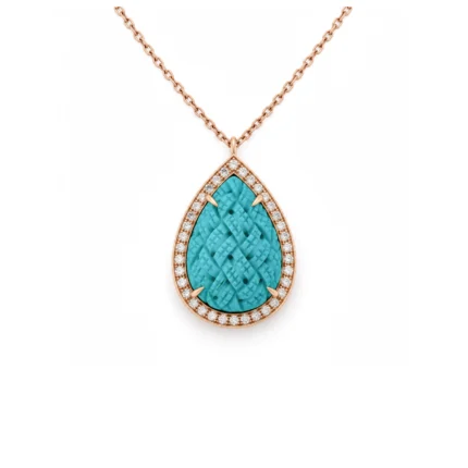 Firuze ve Pırlantalı Rose Gold Kolye
