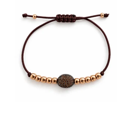Konyak Pırlantalı Rose Gold Bordo Kordon Bileklik