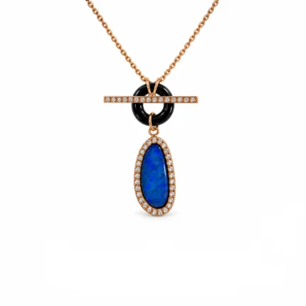 Opal Oniks Pırlantalı Kolye