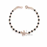 Pırlantalı Deniz Yıldızı Rose Gold Siyah Spinel Taşlı Bileklik - Görsel 3