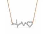 Pırlantalı Kalp Atışı Rose Gold Kolye