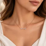 Pırlantalı Kalp Atışı Rose Gold Kolye - Görsel 2