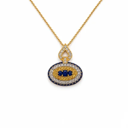 Safir ve Pırlantalı Göz Kolye