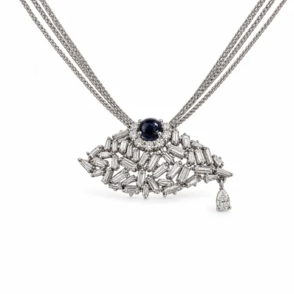 Safir ve Pırlantalı Göz Kolye