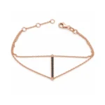 Siyah Pırlantalı Rose Gold Çift Zincir Bileklik
